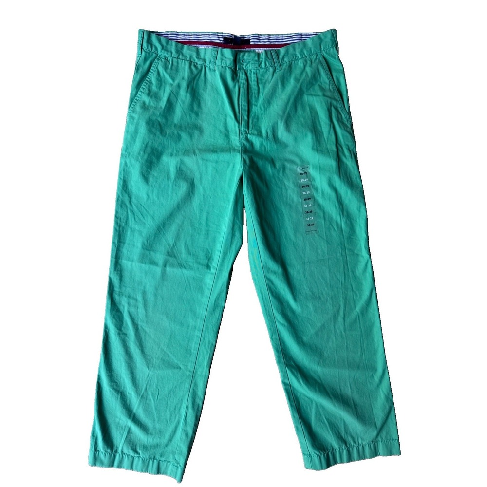 Tommy Hilfiger THFlex Mens Chinos Green Flat Front Pants 38x29